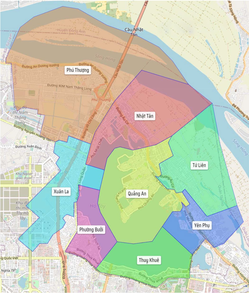 Bản đồ hành chính Tây Hồ - Hà Nội